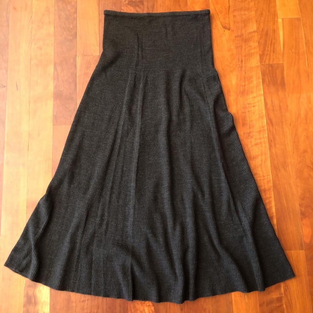 Flowy wool blend maxi skirt